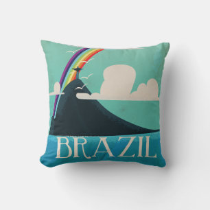 brazil christ der Retter Vintage Reiseplakat Kissen