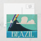 brazil christ der Retter Vintage Reiseplakat Postkarte (Vorne/Hinten)