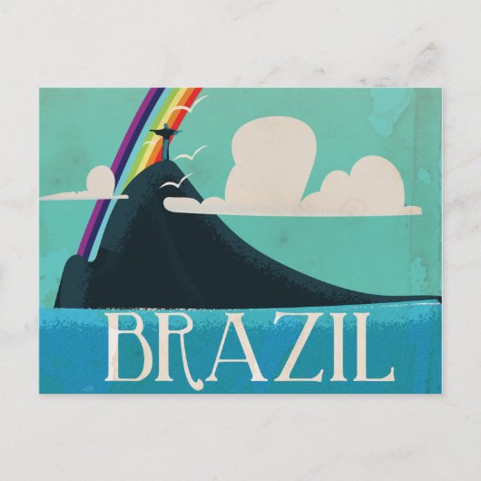 brazil christ der Retter Vintage Reiseplakat Postkarte (Vorderseite)