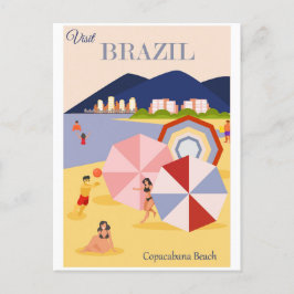 Brazil Copacabana Beach Vintage Postcard Postkarte
