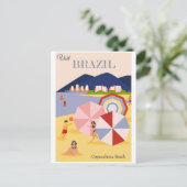 Brazil Copacabana Beach Vintage Postcard Postkarte (Stehend Vorderseite)