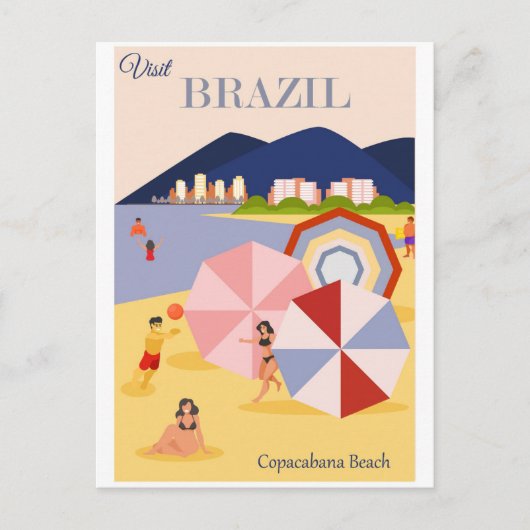 Brazil Copacabana Beach Vintage Postcard Postkarte (Vorderseite)