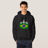 Brazil Flag Border Collie Dog In Pocket Hoodie (Vorne ganz)