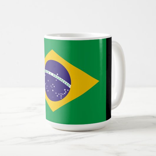 Brazil Flag Coffee Mug Kaffeetasse (VorderseiteRechts)