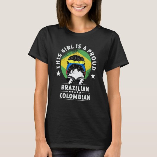 Brazil Flag Colombia Grown Women Girl Citizen Prid T-Shirt (Vorderseite)