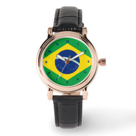 BRAZIL FLAG GOLD GREEN WATCH ARMBANDUHR
