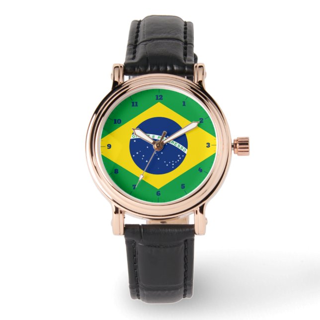 BRAZIL FLAG GOLD GREEN WATCH ARMBANDUHR (Vorderseite)