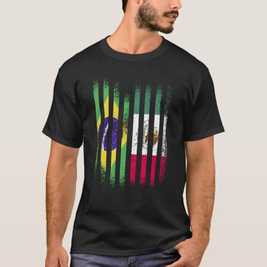 Brazil Flag Mexico Grown Country Flags Stripes T-Shirt (Vorderseite)