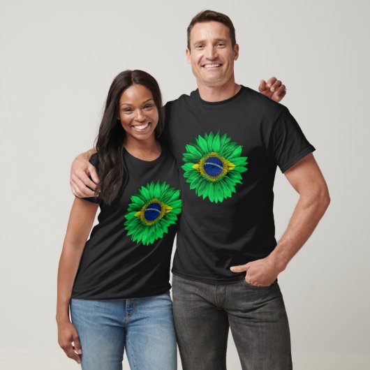 Brazil Flag Sunflower Brazilian Roots Proud Patrio T-Shirt (Unisex)