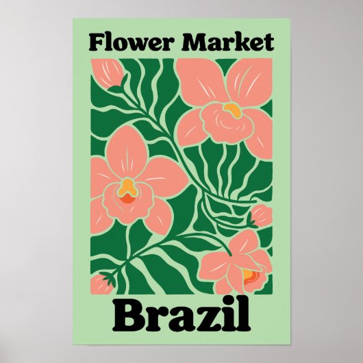Brazil Flower Market Peach Orchid Tropical Poster (Vorne)
