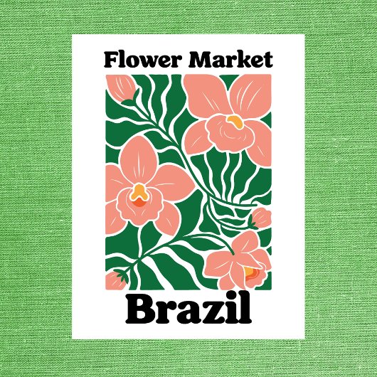 Brazil Flower Market Peach Orchid Tropical Postkarte