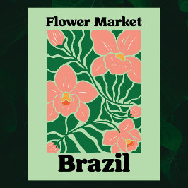 Brazil Flower Market Peach Orchid Tropical Postkarte