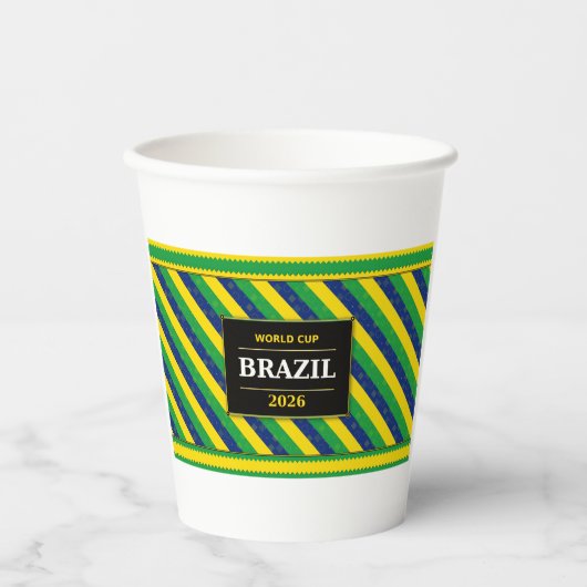Brazil Football Fan Flag Colors Stripe Pattern Pappbecher (Vorderseite)