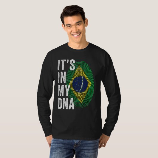 Brazil It's In My DNA Brazilian Fingerprint Brazil T-Shirt (Vorne ganz)