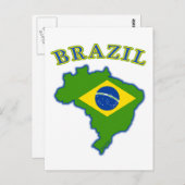BRAZIl Karte/Flagge Postkarte (Vorne/Hinten)