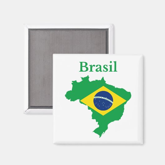 Brazil Map Flag Design Magnet (Vorderseite/Rückseite)