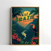Brazil Rainforest Toucan Vintage Travel Poster