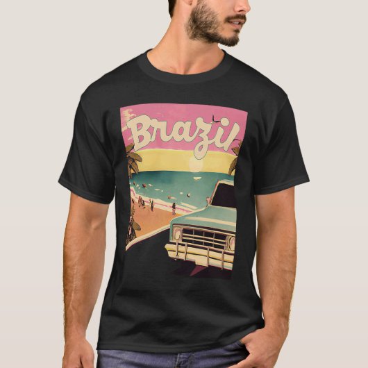 Brazil Retro Beach Vacation Graphics Brazilian Sur T-Shirt (Vorderseite)