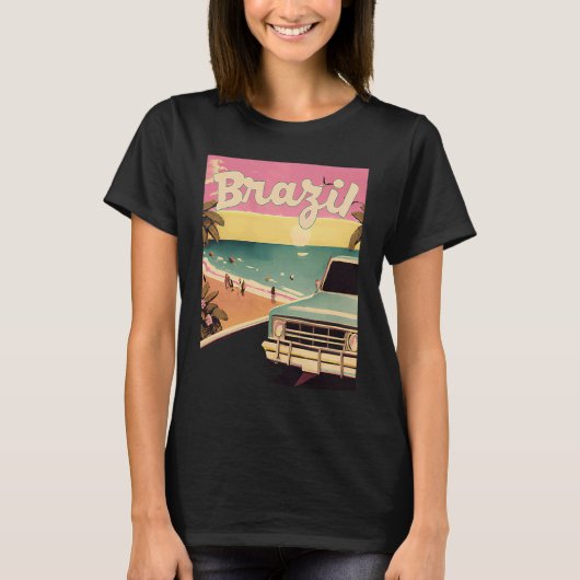 Brazil Retro Beach Vacation Graphics Brazilian Sur T-Shirt (Vorderseite)