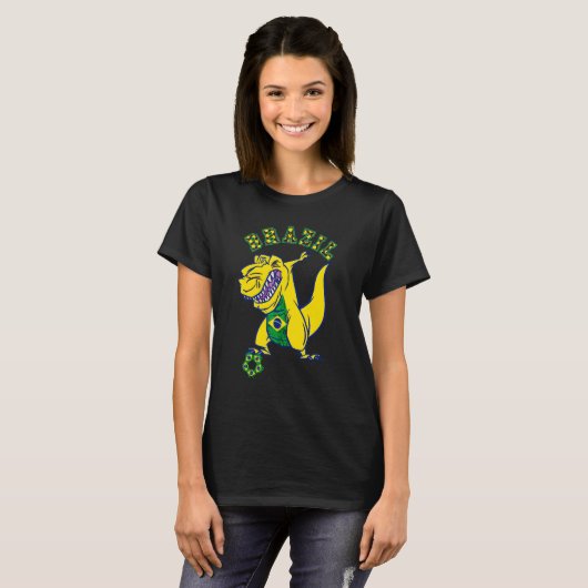 Brazil Rex Dino Brazilian Soccer Player Brazilian T-Shirt (Vorne ganz)