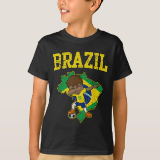 Brazil Soccer Boy Brazilian Footll Dabbing Kid Men T-Shirt