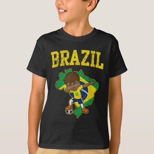 Brazil Soccer Boy Brazilian Footll Dabbing Kid Men T-Shirt (Vorderseite)