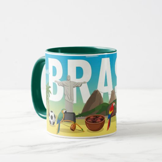 Brazil Travel Mug – Rio Carnival & Landmarks Tasse (Vorderseite Links)