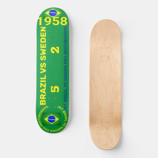 BRAZIL VS SCHWEDEN 1958 8 1/4" Skateboard Deck (Vorderseite)