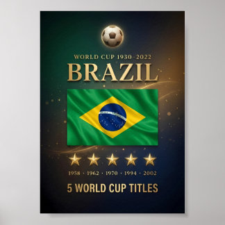 Brazil World Cup Champions Poster | 5-Time Victory