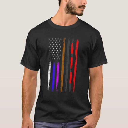 Brazilian American Jiu Jitsu Fighter Vertical Flag T-Shirt (Vorderseite)