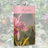 Brazilian Cattelya Orchid Hummingbird Monogrammed Flachmann