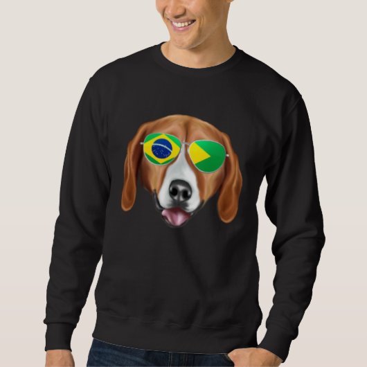 Brazilian Flag American Foxhound Dog Brazil Pocket Sweatshirt (Vorderseite)