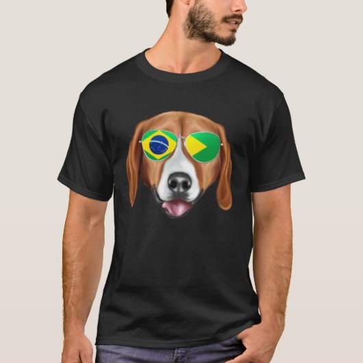 Brazilian Flag American Foxhound Dog Brazil Pocket T-Shirt (Vorderseite)