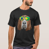 Brazilian Flag Basset Hound Dog Brazil Pocket T-Shirt (Vorderseite)