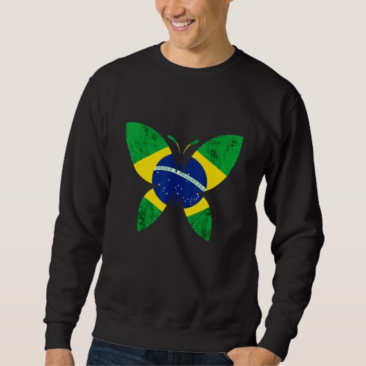 Brazilian Flag Butterfly Brazilian Pride Brazil Br Sweatshirt (Vorderseite)