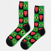 Brazilian Flag Herzklettern Spaß brasilianisch Pat Socken (Linkes Detail)