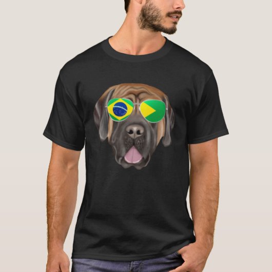 Brazilian Flag Mastiff Dog Brazil Pocket T-Shirt (Vorderseite)
