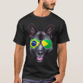 Brazilian Flag Norwegian Elkhound Dog Brazil Pocke T-Shirt (Vorderseite)