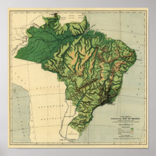BrazilPhysical panoramisches MapBrazil Poster