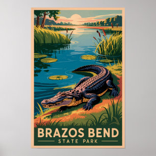 Brazos Bend State Park Texas Reise Kunst Vintage Poster