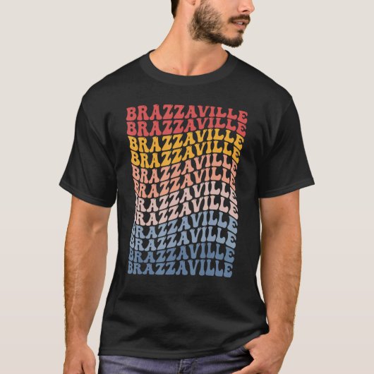 Brazzaville City Groovy Retro T-Shirt (Vorderseite)