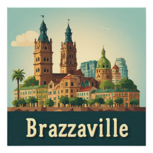 🏙️ Brazzaville Kathedrale Stadtansicht Urban Poster