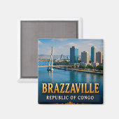 Brazzaville Kongo Fluss und lebendiges Stadtleben Magnet (Vorderseite/Rückseite)