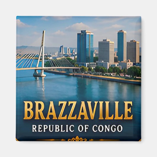 Brazzaville Kongo Fluss und lebendiges Stadtleben Magnet (Vorne)