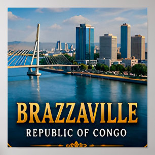 Brazzaville Kongo-Fluss und lebendiges Stadtleben Poster