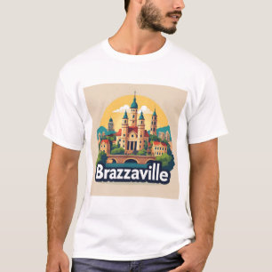 Brazzaville-Stadtansicht mit historischer Kathedra T-Shirt