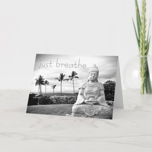 Breaathe tropical Hawaii Buddha Schwarz-weiß Karte (Vorderseite)