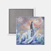 Breaching Hawaiian Humpback Whale Magnet (Vorderseite/Rückseite)