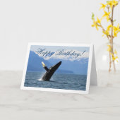Breaching Humpback; Happy Birthday Karte (Gelbe Blume)