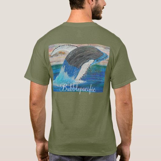 Breaching Wale Sunset Malerei T-Shirt (Rückseite)